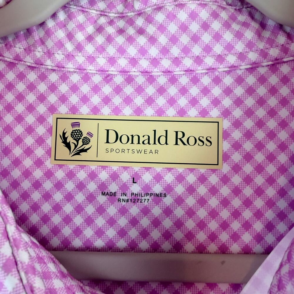 Donald Ross Mens Polo L Ross Performance Golf Pink Check - Picture 8 of 9